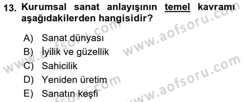 Felsefe Dersi 2025 - 2026 Yılı (Final) Dönem Sonu Sınav Soruları 13. Soru