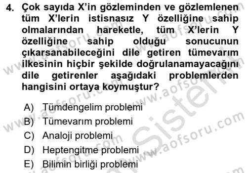 Felsefe Dersi 2025 - 2026 Yılı (Final) Dönem Sonu Sınav Soruları 4. Soru