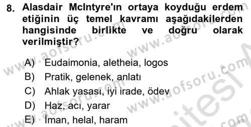 Felsefe Dersi 2025 - 2026 Yılı (Final) Dönem Sonu Sınav Soruları 8. Soru