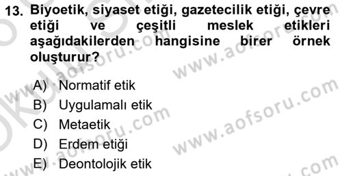 Felsefe Dersi 2025 - 2026 Yılı Yaz Okulu Sınav Soruları 13. Soru