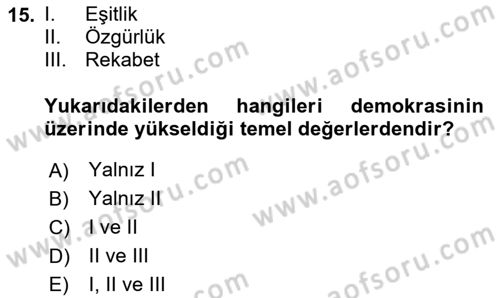 Felsefe Dersi 2025 - 2026 Yılı Yaz Okulu Sınav Soruları 15. Soru