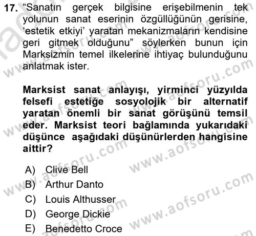 Felsefe Dersi 2025 - 2026 Yılı Yaz Okulu Sınav Soruları 17. Soru