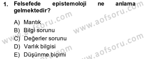 Eğitim Felsefesi Dersi 2013 - 2014 Yılı (Vize) Ara Sınav Soruları 1. Soru