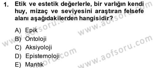 Eğitim Felsefesi Dersi 2013 - 2014 Yılı (Final) Dönem Sonu Sınav Soruları 1. Soru