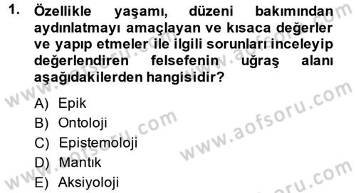Eğitim Felsefesi Dersi 2014 - 2015 Yılı (Vize) Ara Sınav Soruları 1. Soru