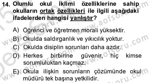 Eğitim Felsefesi Dersi 2014 - 2015 Yılı Tek Ders Sınav Soruları 14. Soru