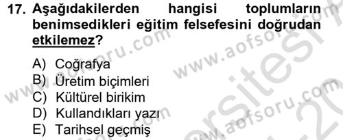 Eğitim Felsefesi Dersi 2014 - 2015 Yılı Tek Ders Sınav Soruları 17. Soru