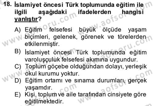 Eğitim Felsefesi Dersi 2014 - 2015 Yılı Tek Ders Sınav Soruları 18. Soru