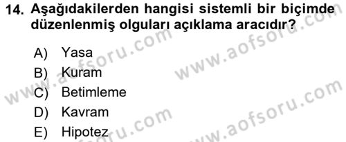 Eğitim Felsefesi Dersi 2015 - 2016 Yılı (Vize) Ara Sınav Soruları 14. Soru