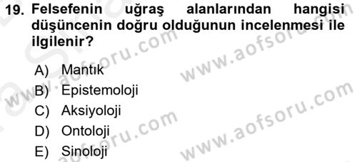 Eğitim Felsefesi Dersi 2015 - 2016 Yılı (Vize) Ara Sınav Soruları 19. Soru