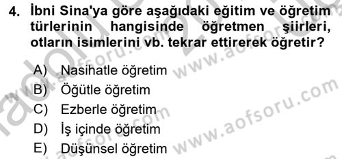 Eğitim Felsefesi Dersi 2016 - 2017 Yılı 3 Ders Sınav Soruları 4. Soru