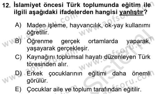 Eğitim Felsefesi Dersi 2016 - 2017 Yılı (Final) Dönem Sonu Sınav Soruları 12. Soru