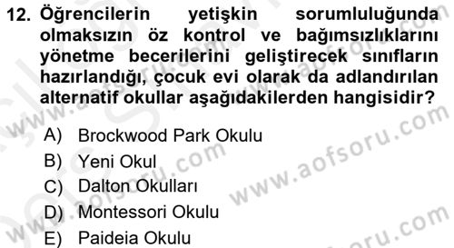Eğitim Felsefesi Dersi 2017 - 2018 Yılı 3 Ders Sınav Soruları 12. Soru