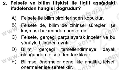 Eğitim Felsefesi Dersi 2017 - 2018 Yılı (Vize) Ara Sınav Soruları 2. Soru