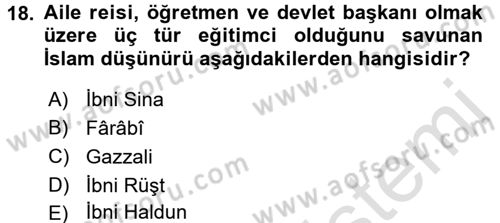 Eğitim Felsefesi Dersi 2018 - 2019 Yılı 3 Ders Sınav Soruları 18. Soru