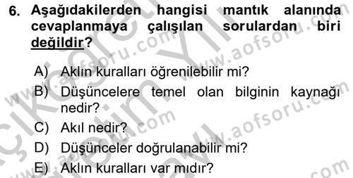 Eğitim Felsefesi Dersi 2018 - 2019 Yılı Yaz Okulu Sınav Soruları 6. Soru