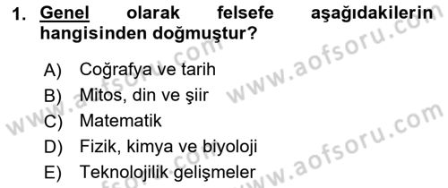 Eğitim Felsefesi Dersi 2021 - 2022 Yılı (Vize) Ara Sınav Soruları 1. Soru
