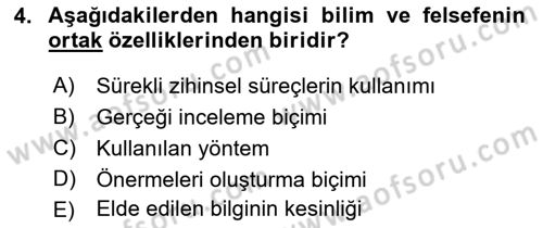 Eğitim Felsefesi Dersi 2021 - 2022 Yılı (Vize) Ara Sınav Soruları 4. Soru