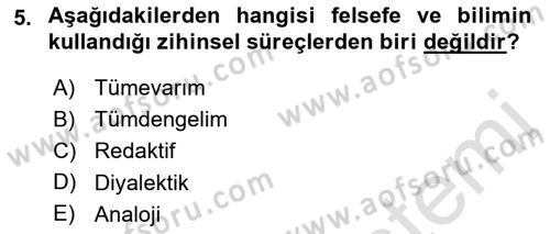 Eğitim Felsefesi Dersi 2021 - 2022 Yılı (Vize) Ara Sınav Soruları 5. Soru