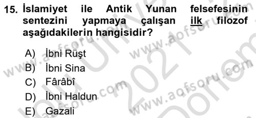 Eğitim Felsefesi Dersi 2021 - 2022 Yılı (Final) Dönem Sonu Sınav Soruları 15. Soru