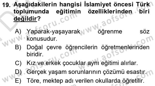 Eğitim Felsefesi Dersi 2021 - 2022 Yılı (Final) Dönem Sonu Sınav Soruları 19. Soru