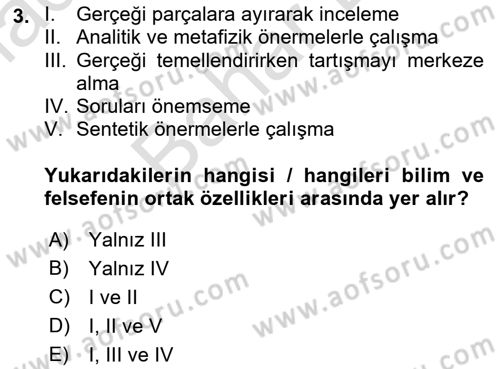 Eğitim Felsefesi Dersi 2021 - 2022 Yılı (Final) Dönem Sonu Sınav Soruları 3. Soru