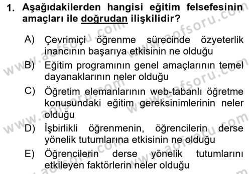 Eğitim Felsefesi Dersi 2022 - 2023 Yılı Yaz Okulu Sınav Soruları 1. Soru