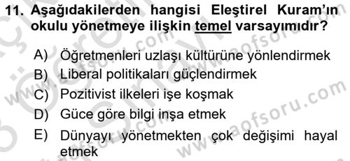 Eğitim Felsefesi Dersi 2022 - 2023 Yılı Yaz Okulu Sınav Soruları 11. Soru