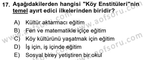 Eğitim Felsefesi Dersi 2022 - 2023 Yılı Yaz Okulu Sınav Soruları 17. Soru