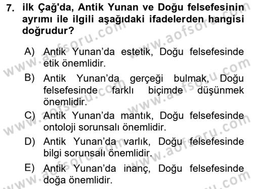 Eğitim Felsefesi Dersi 2023 - 2024 Yılı (Vize) Ara Sınav Soruları 7. Soru