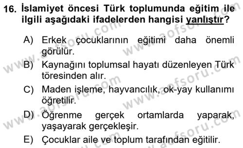 Eğitim Felsefesi Dersi 2023 - 2024 Yılı Yaz Okulu Sınav Soruları 16. Soru