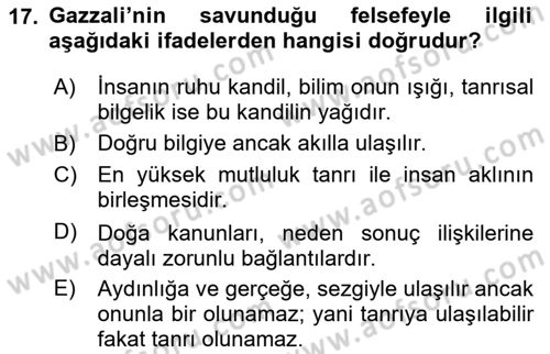 Eğitim Felsefesi Dersi 2023 - 2024 Yılı Yaz Okulu Sınav Soruları 17. Soru