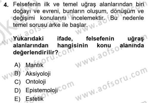 Eğitim Felsefesi Dersi 2023 - 2024 Yılı Yaz Okulu Sınav Soruları 4. Soru