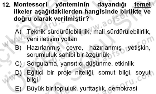 Eğitim Felsefesi Dersi 2024 - 2025 Yılı (Final) Dönem Sonu Sınav Soruları 12. Soru