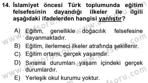 Eğitim Felsefesi Dersi 2024 - 2025 Yılı (Final) Dönem Sonu Sınav Soruları 14. Soru