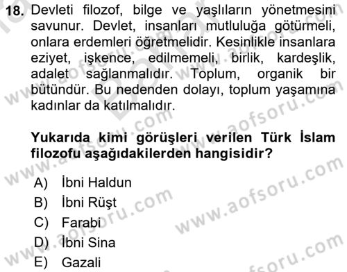 Eğitim Felsefesi Dersi 2024 - 2025 Yılı (Final) Dönem Sonu Sınav Soruları 18. Soru