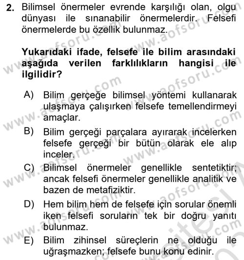 Eğitim Felsefesi Dersi 2024 - 2025 Yılı (Final) Dönem Sonu Sınav Soruları 2. Soru