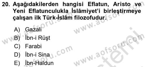 Eğitim Felsefesi Dersi 2024 - 2025 Yılı Yaz Okulu Sınav Soruları 20. Soru