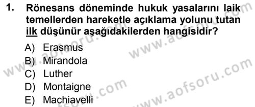 Modern Felsefe 1 Dersi Ara Sınavı Deneme Sınav Soruları 1. Soru