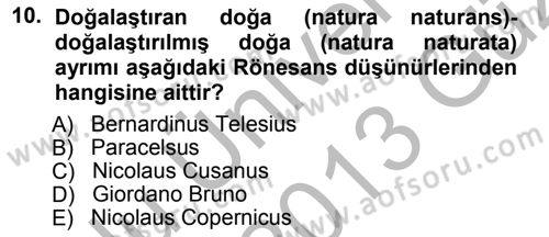 Modern Felsefe 1 Dersi Ara Sınavı Deneme Sınav Soruları 10. Soru