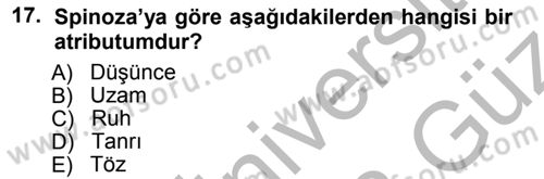 Modern Felsefe 1 Dersi Ara Sınavı Deneme Sınav Soruları 17. Soru