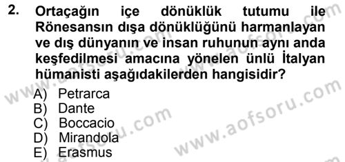 Modern Felsefe 1 Dersi Ara Sınavı Deneme Sınav Soruları 2. Soru