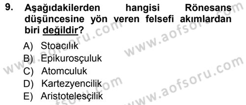 Modern Felsefe 1 Dersi Ara Sınavı Deneme Sınav Soruları 9. Soru