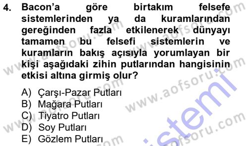 Modern Felsefe 1 Dersi 2012 - 2013 Yılı (Final) Dönem Sonu Sınav Soruları 4. Soru