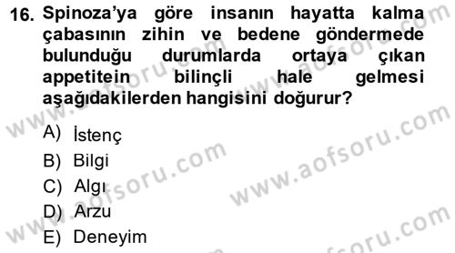 Modern Felsefe 1 Dersi 2013 - 2014 Yılı (Vize) Ara Sınav Soruları 16. Soru