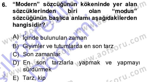 Modern Felsefe 1 Dersi 2013 - 2014 Yılı (Vize) Ara Sınav Soruları 6. Soru