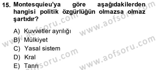 Modern Felsefe 1 Dersi 2013 - 2014 Yılı (Final) Dönem Sonu Sınav Soruları 15. Soru