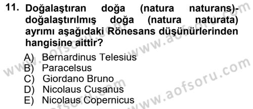 Modern Felsefe 1 Dersi Ara Sınavı Deneme Sınav Soruları 11. Soru