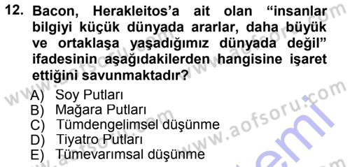 Modern Felsefe 1 Dersi Ara Sınavı Deneme Sınav Soruları 12. Soru