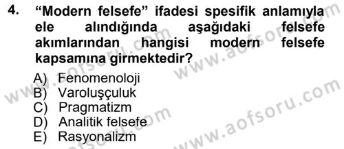 Modern Felsefe 1 Dersi Ara Sınavı Deneme Sınav Soruları 4. Soru